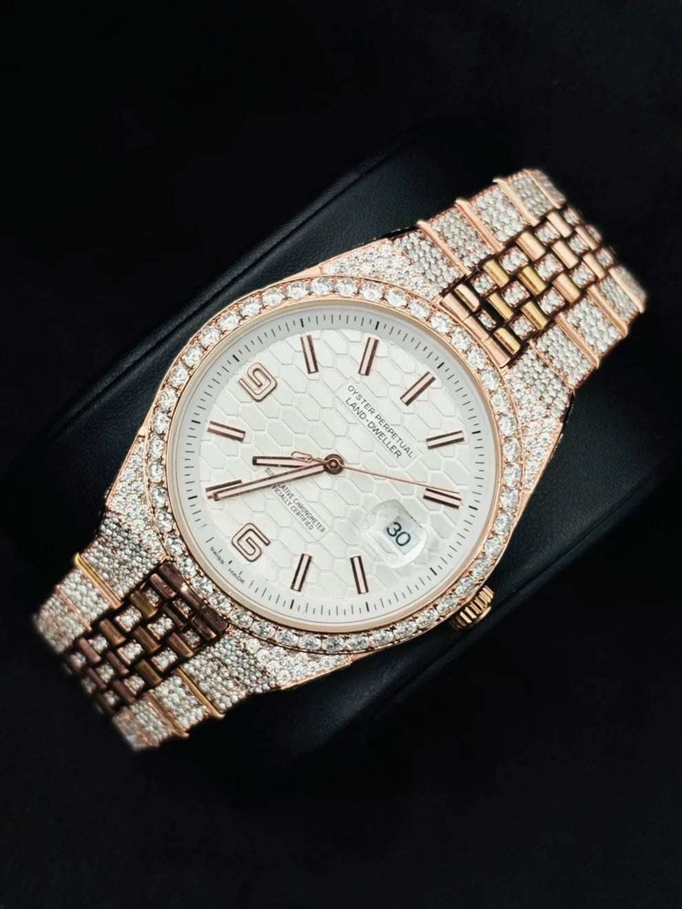 Fully Ice Out Jubelie Belt Moissanite Watch for Men's