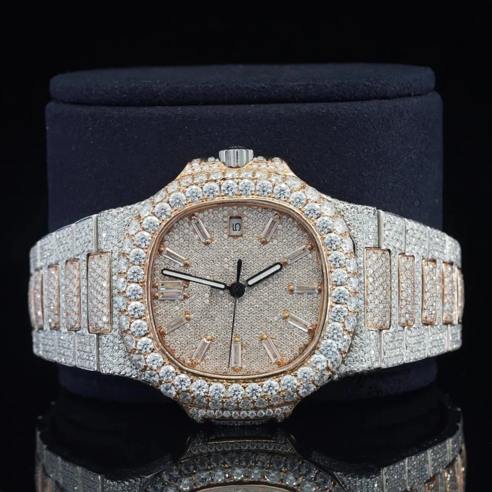 Stainless Steel Wrist VVS Moissanite Diamond Watch