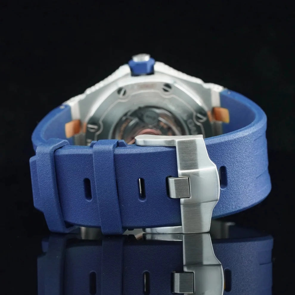 Blue Dial VVS Moissanite Bezel Diamond Stainless Steel Watch