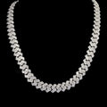 front view of the Silver prong-set diamond Cuban link chain necklace