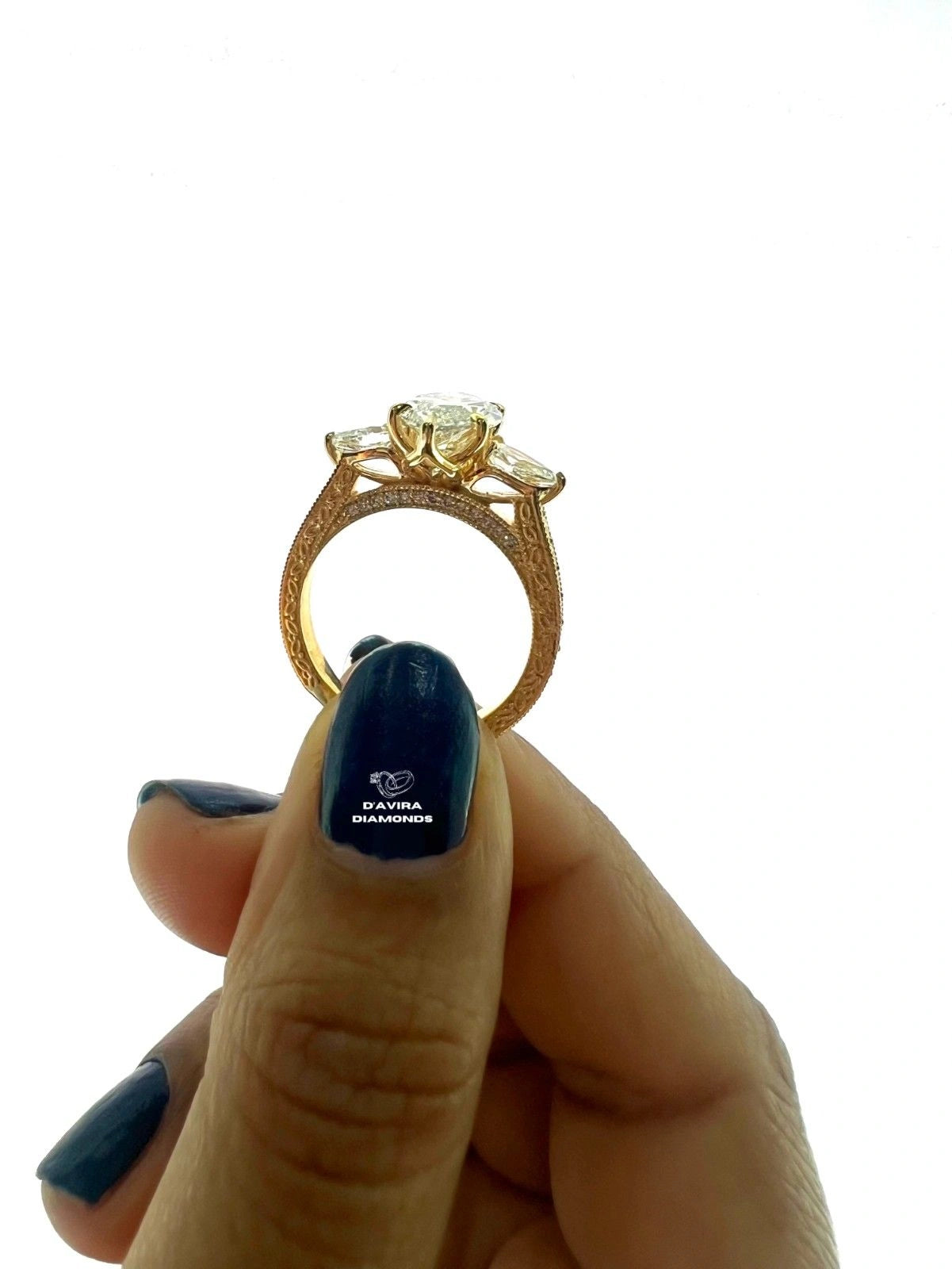 3 Stone Marquise Cut Lab Grown Diamond Ring