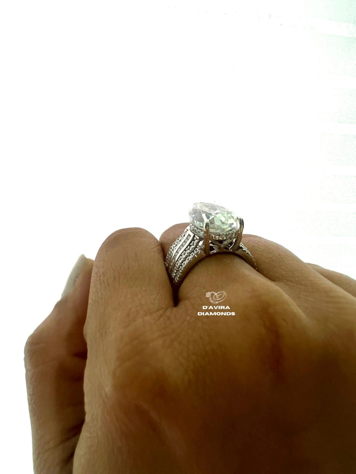 Pear Cut Solitaire Halo Set Accent Bridal Ring