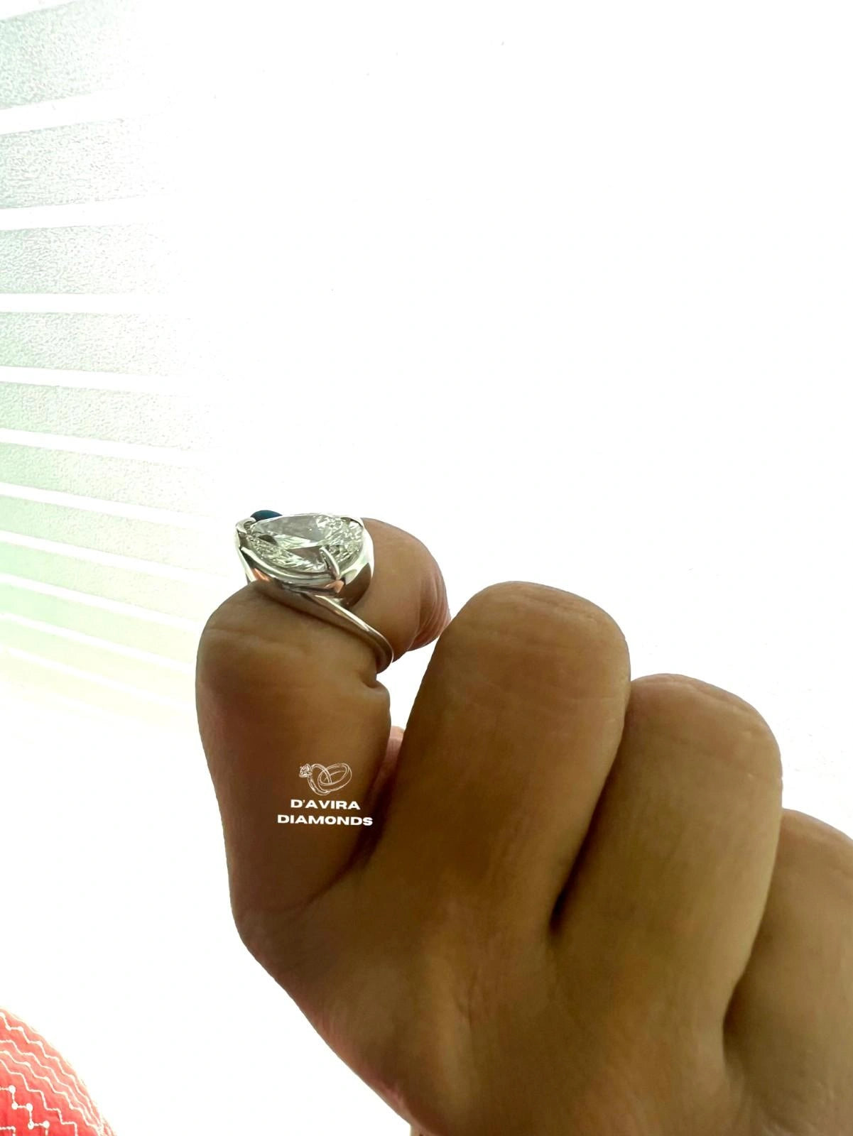East West Pear Cut Bezel Set Lab Diamond Ring