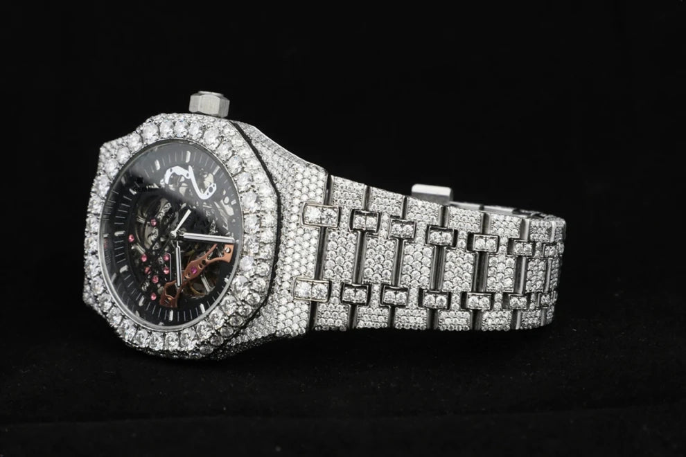 Men's Custom Iced Out Real Moissanite Skeleton Watch