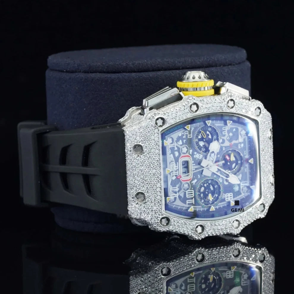 Men's VVS Moissanite Luxury Stainless Steel Diamond Watch