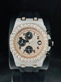 Stainless Steel Rose Gold Plated Moissanite Watch for Men