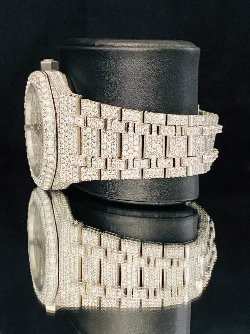 Fully Iced Out Moissanite Baguette Bar Moissanite Watch