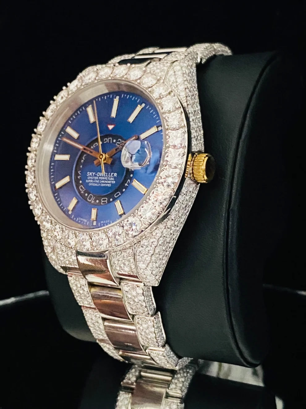 Sky Dweller Studded Moissanite Diamond Watch for Men's