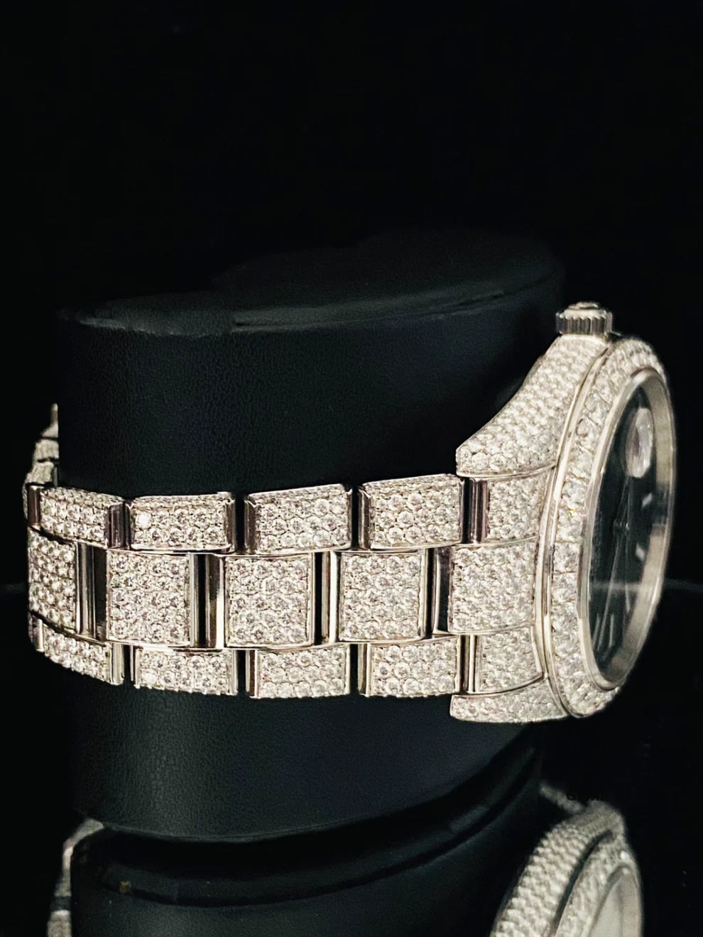 Black Dial Moissanite Fully Ice Out Moissanite Watch