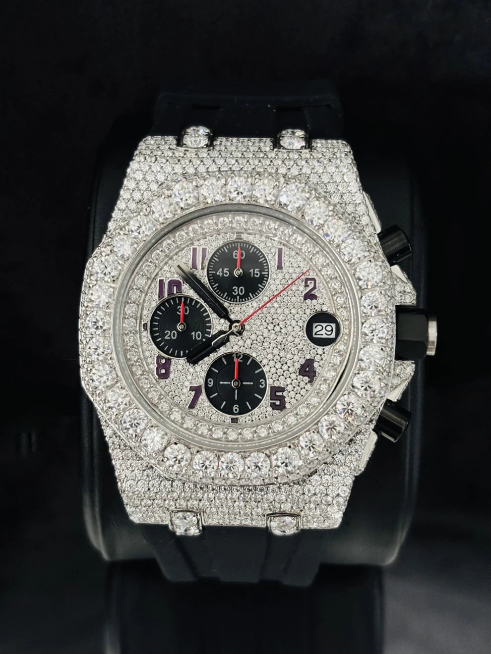 Studded Multi Chronograph Dial Moissanite Diamond Watch