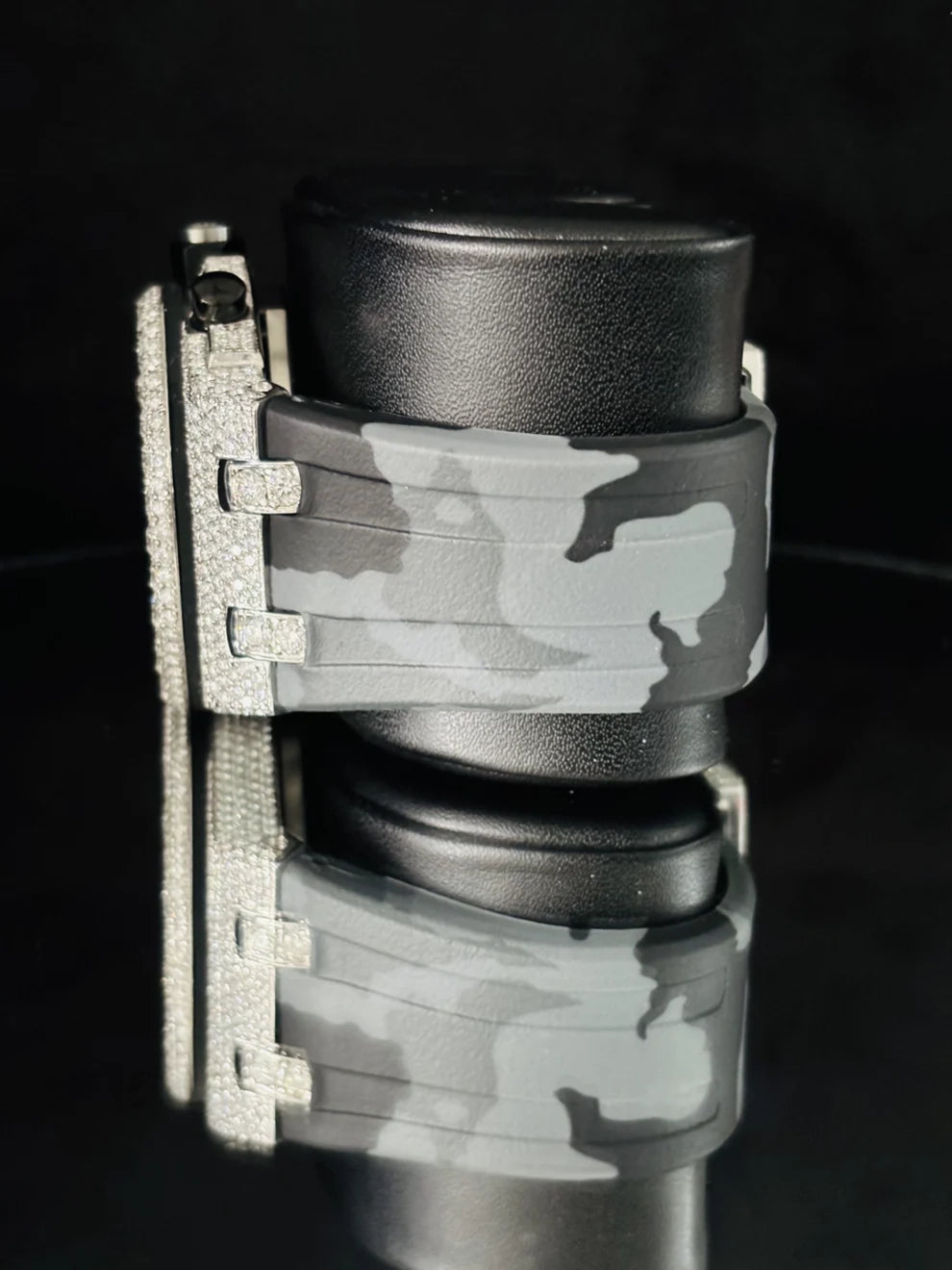 Military Silicon Strap Chronograph Moissanite Diamond Watch