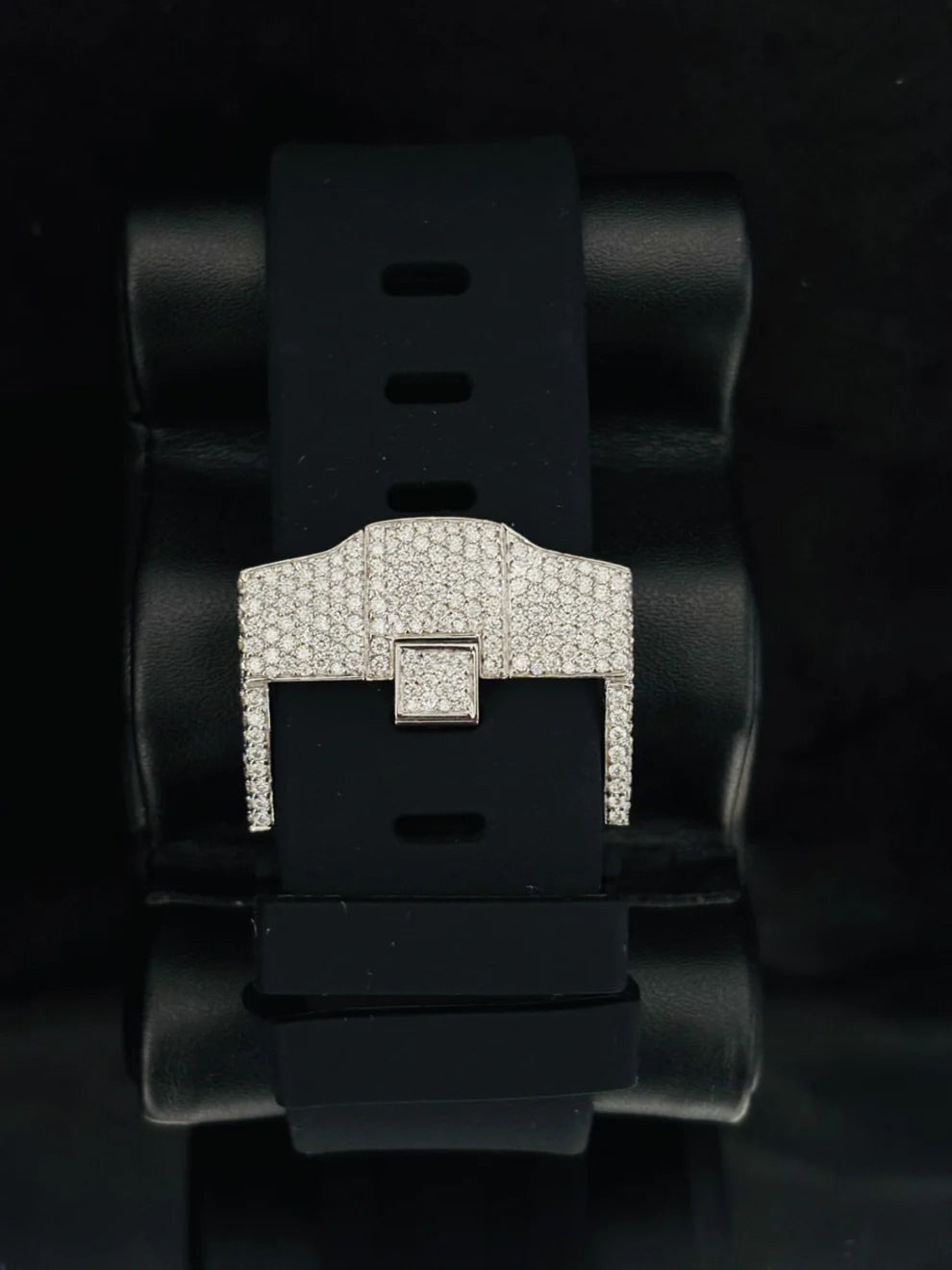 Men's Black Silicon Strap Chronograph Moissanite Watch