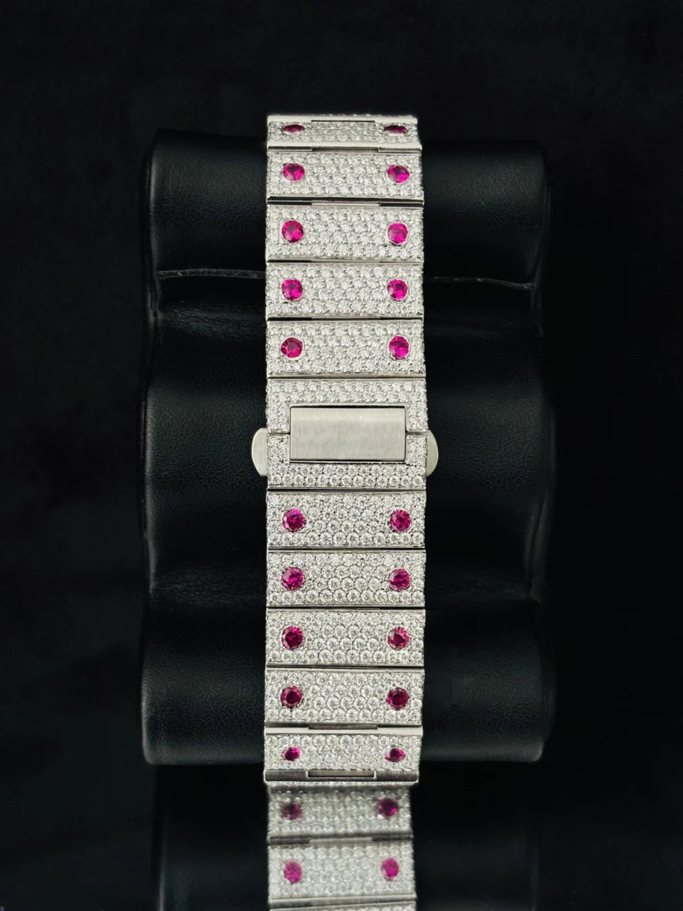 Roman Number Pink Diamond Moissanite Rappers Watch