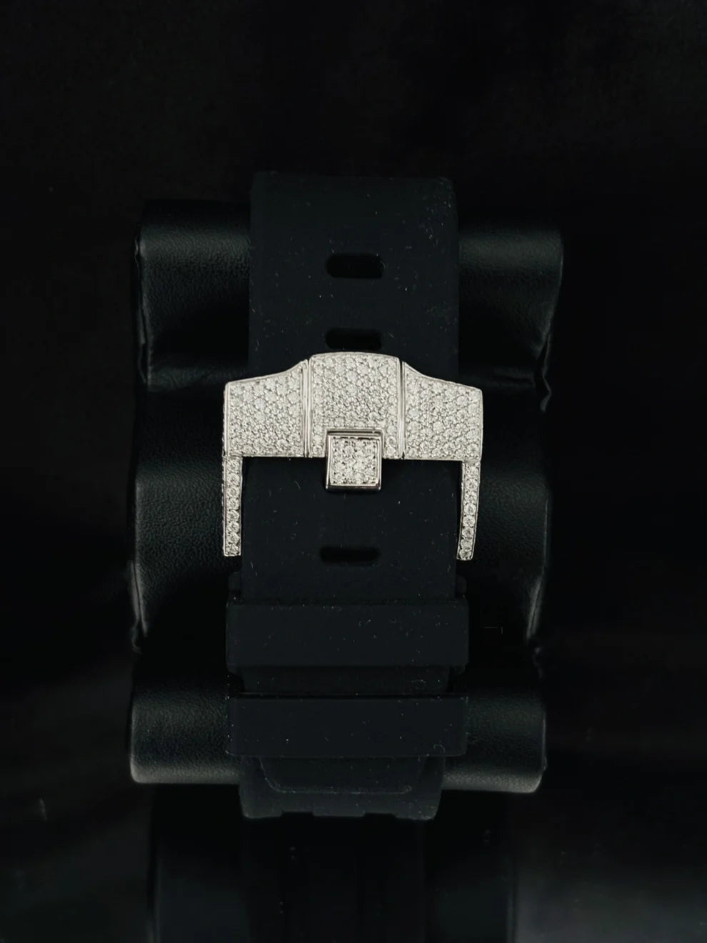 Red Arabic Number Moissanite Watch With Black Silicon Straps