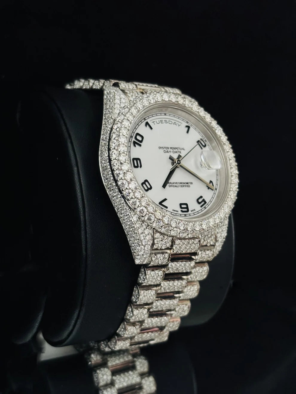 Men Stainless Steel Iced Out Moissanite Automatic Watch