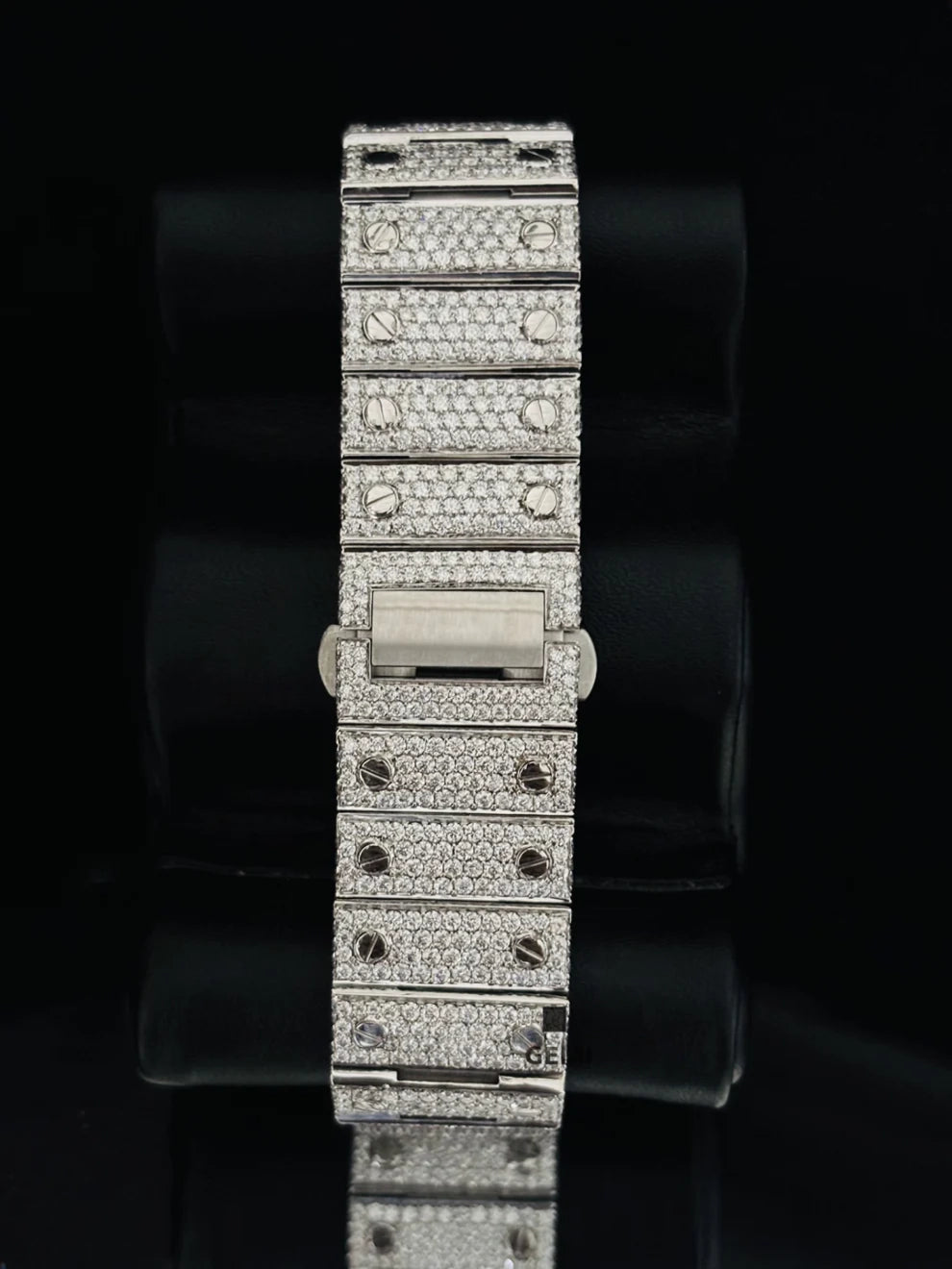 Green Roman Number Fully Studded Moissanite Watch