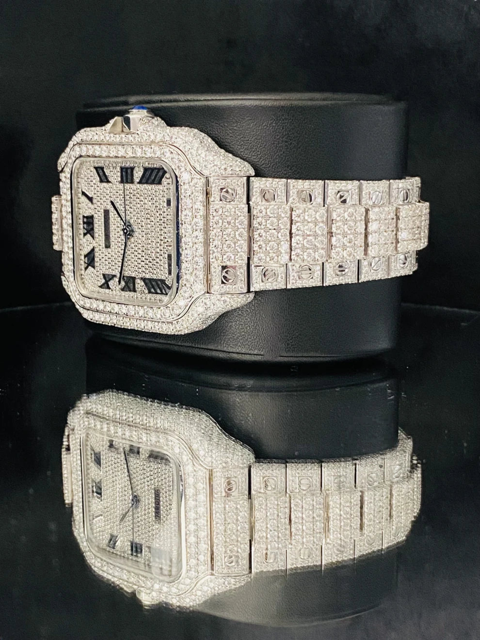 Roman Dial Fully Iced Out Moissanite Diamond Watch