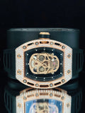 41MM Skull Dial Black Silicon Strap RM Moissanite Watch