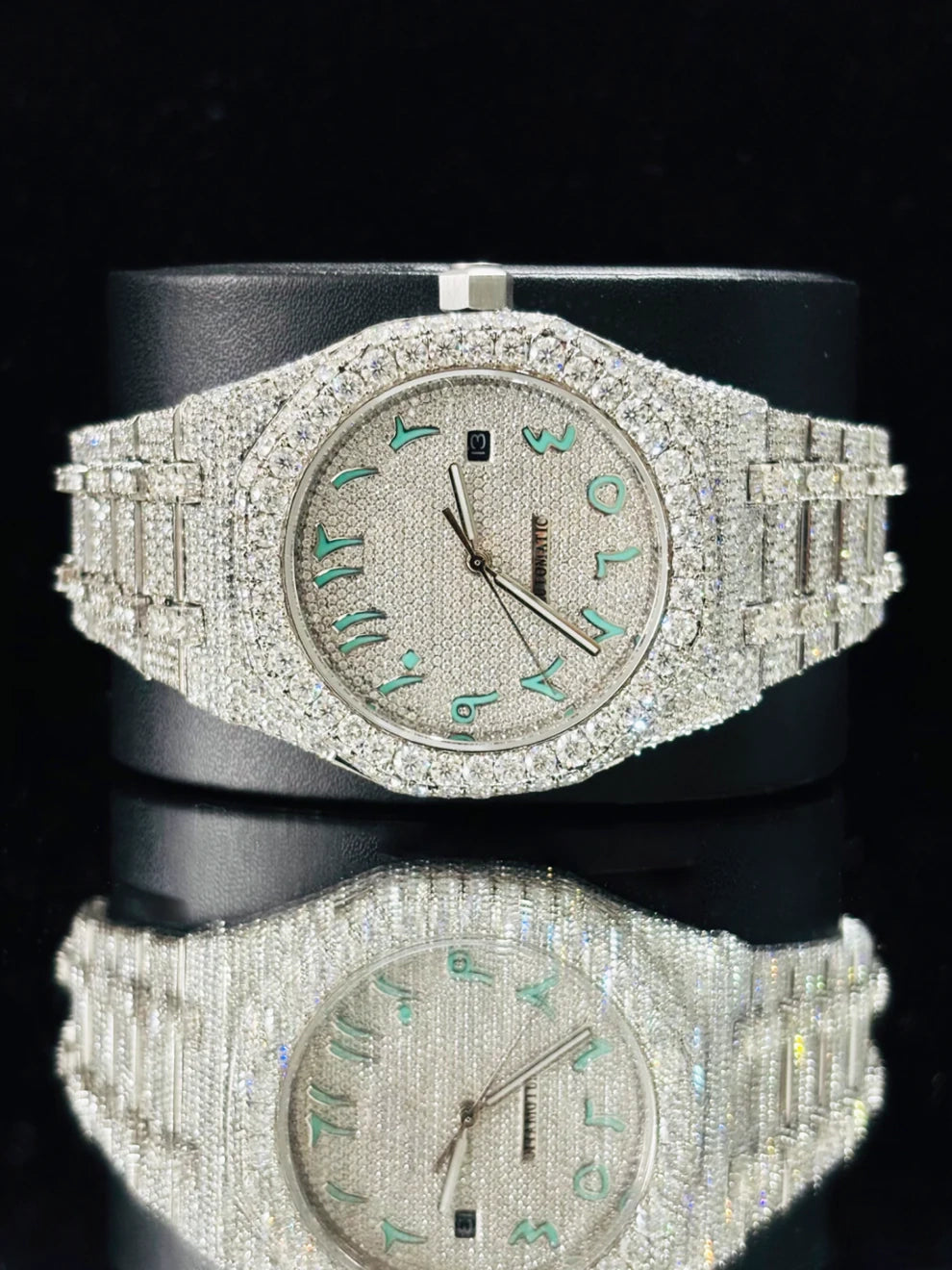 Arabic Dial Fully Iced Out VVS Moissanite Watch For Sale