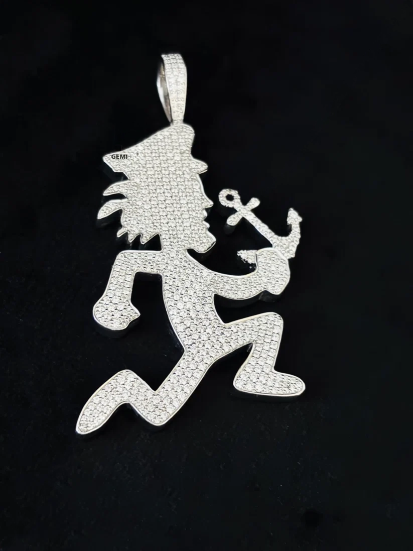 925 Silver VVS Moissanite Fully Anchor Hatchet Man Pendant For Men