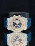 Rose Gold Plated Arabic Number Chronograph Moissanite Watch