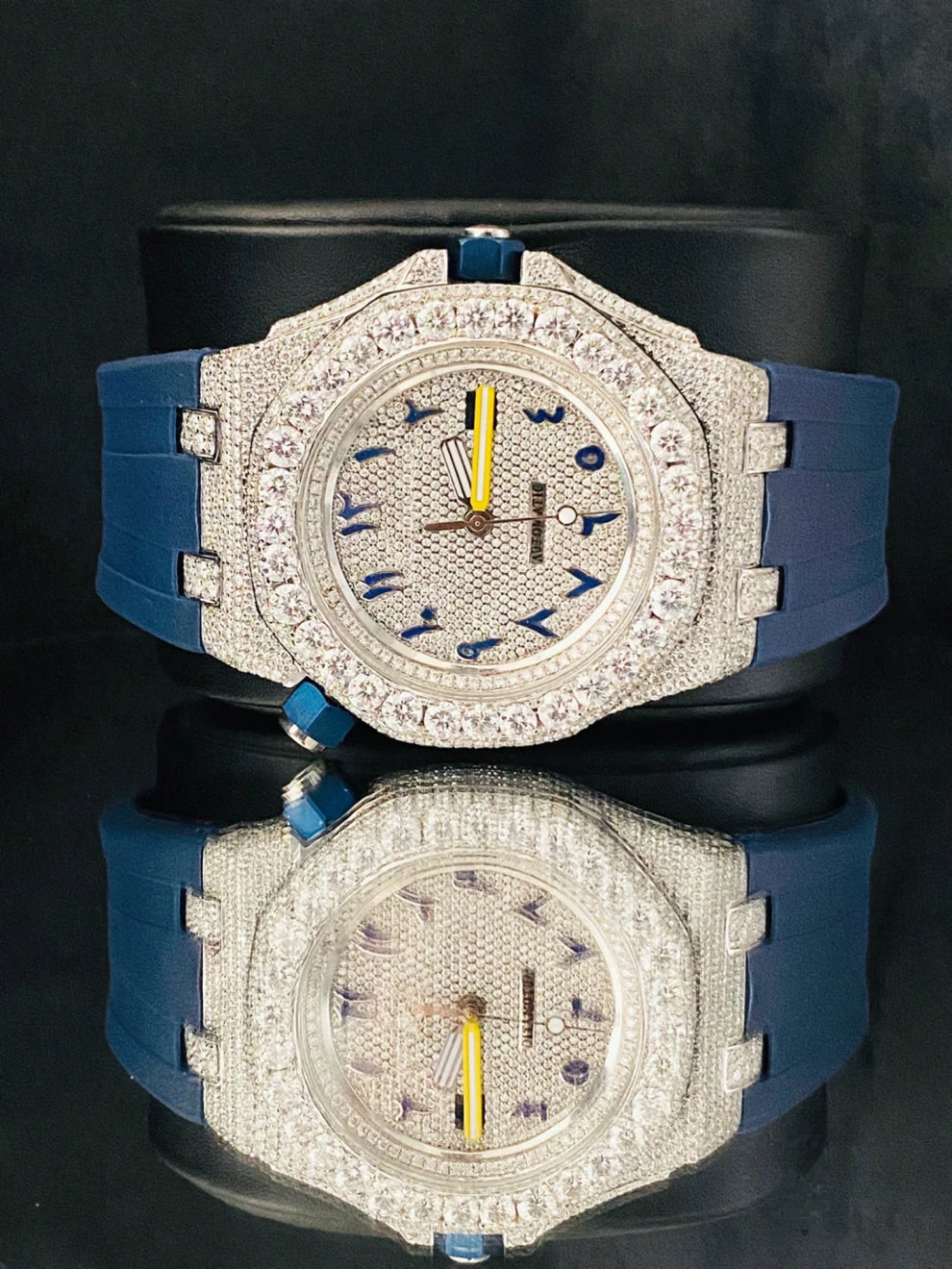 Fully White Face Dial Iced Out Big Bezel Moissanite Watch