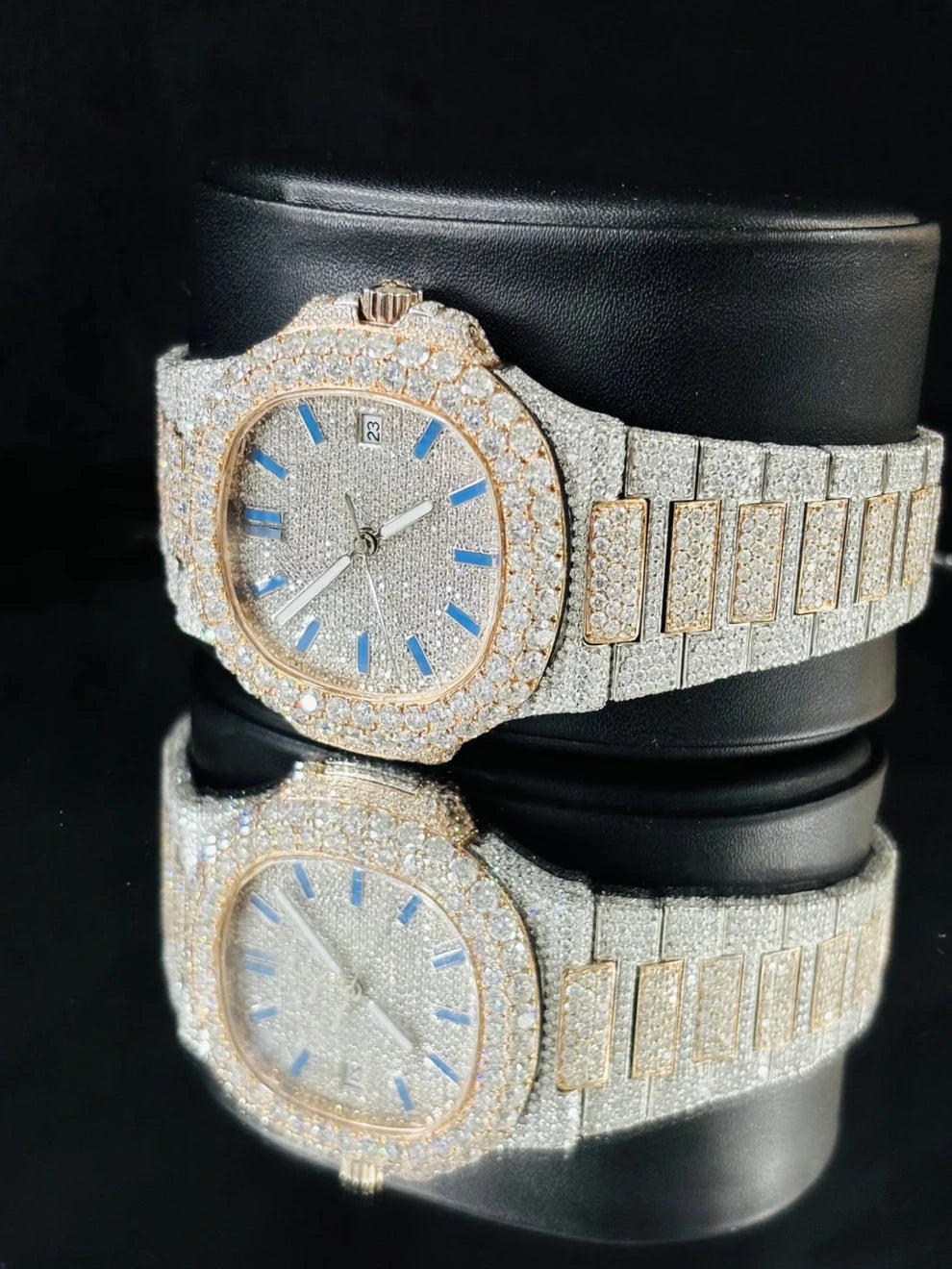 Two Tone Fully Studded Iced Out Moissanite Watch For Men