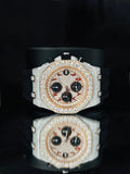 Red Arabic Number Moissanite Watch With Black Silicon Straps