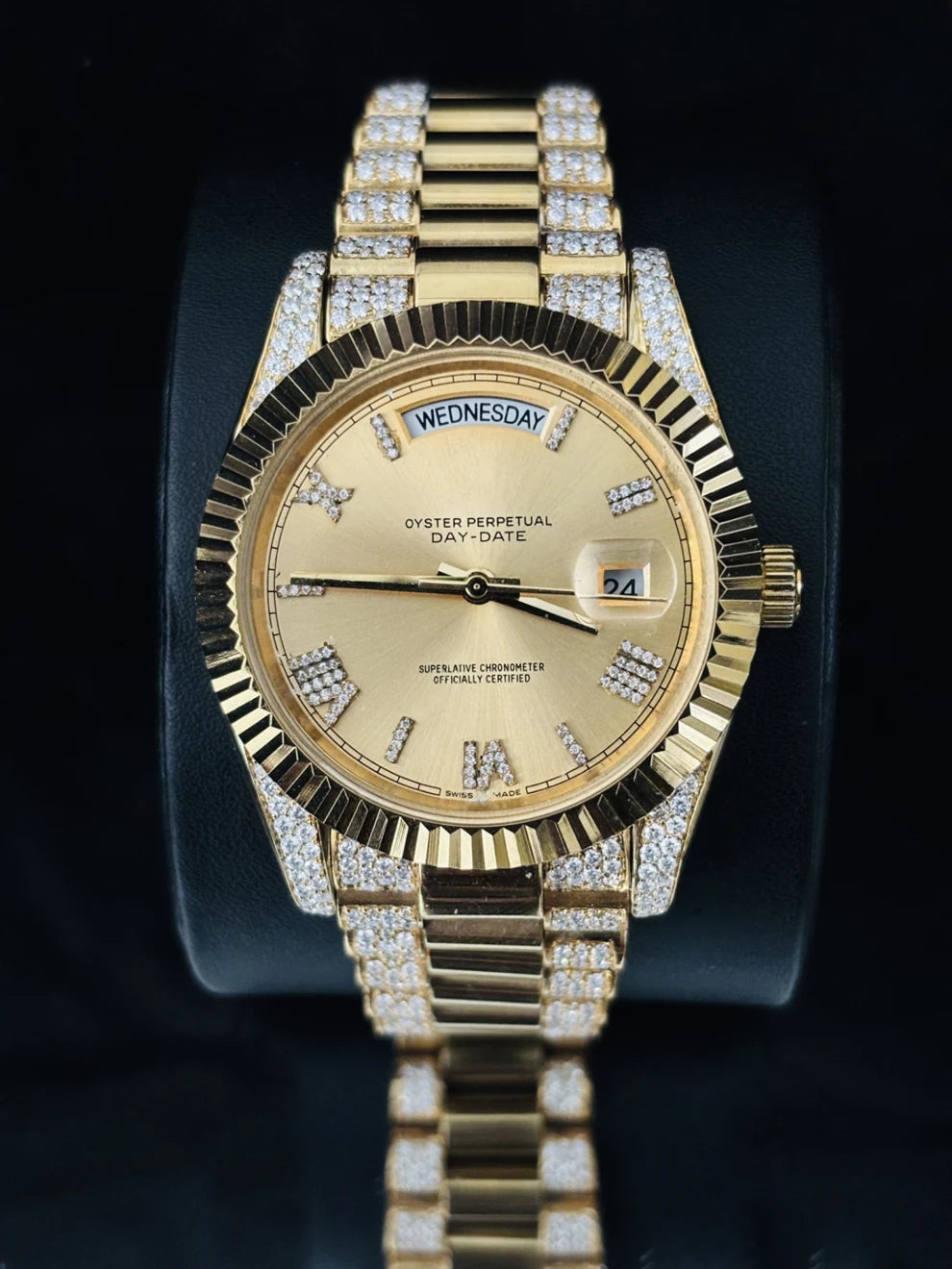 VVS Studded Roman Number Bust Down Moissanite Watch