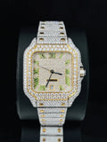 Men's VVS Parrot Roman Number Studded Moissanite Diamond Watch
