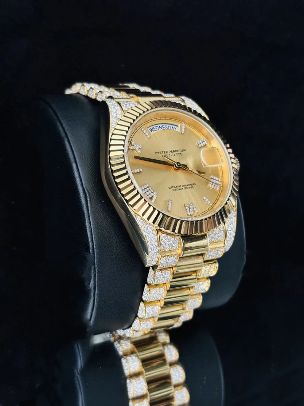 VVS Studded Roman Number Bust Down Moissanite Watch