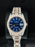 Dual Tone White Bar Bust Down Moissanite Automatic Watch