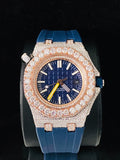 Royal Blue Fully Face Dial Iced Out VVS Moissanite Watch