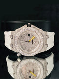 Big Bezel Iced Out Moissanite White Silicon Belt Watch