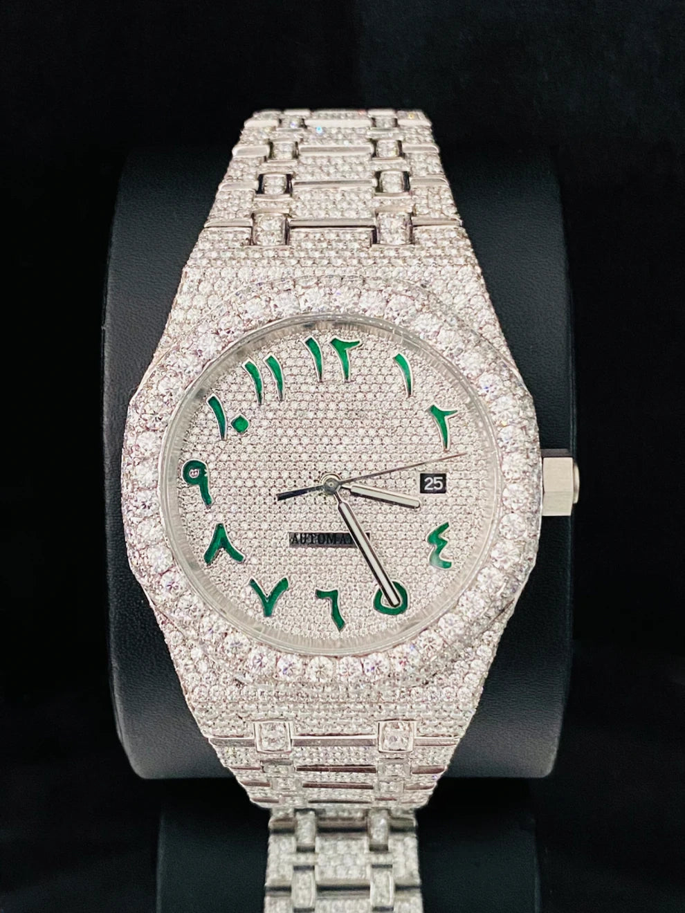 Arabic Dial Hip Hop Moissanite Diamond Studded Watch