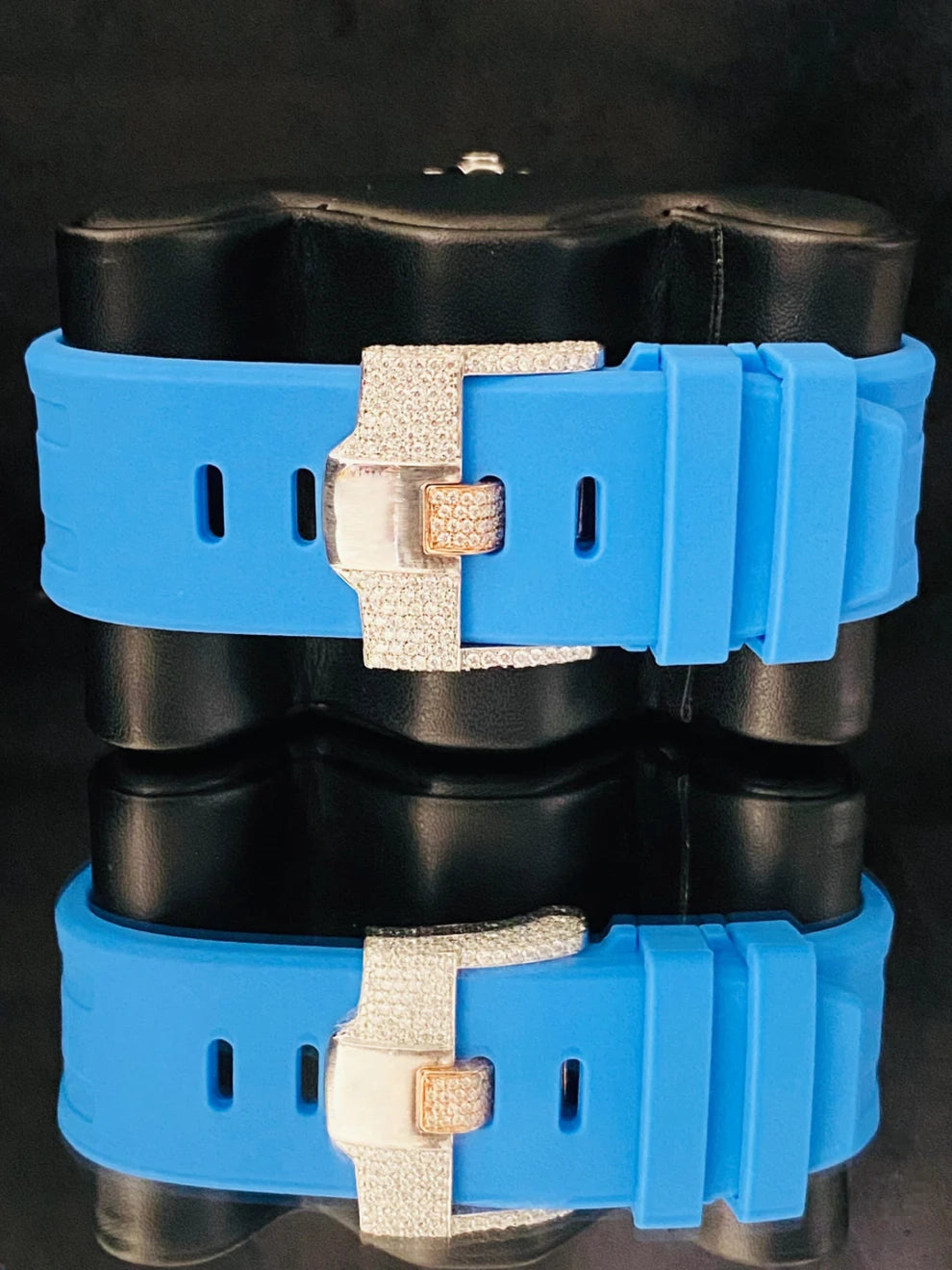 Fully Face Dial Sky Blue Silicon Strap Moissanite Watch