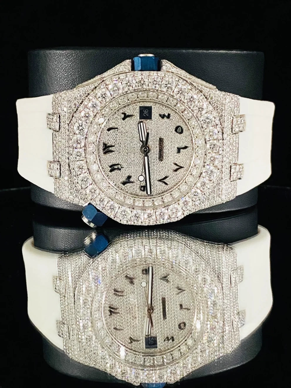 Stunning White Color Silicon Rubber Strap Moissanite Watch