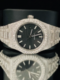 Men 41MM VVS Black Dial Fully Ice Out Moissanite Watch