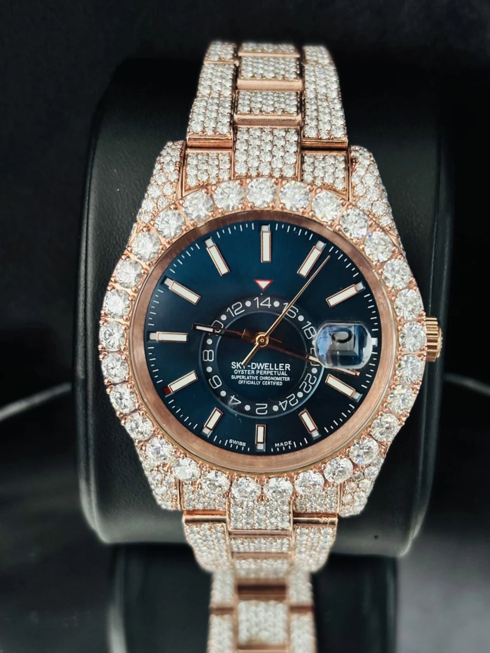 41MM Sky Dweller Big Bezel Stainless Steel Moissanite Watch