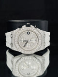 White Multi Chronograph Big Bezel Iced Out Moissanite Watch