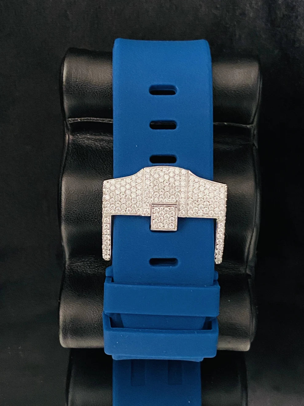 Colorful Arabic Number Blue Rubber Strap Moissanite Watch