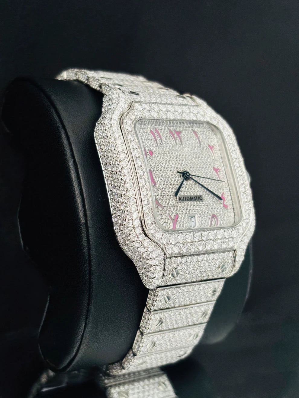 41MM Arabic Number Fully Iced Out Moissanite Watch For Men