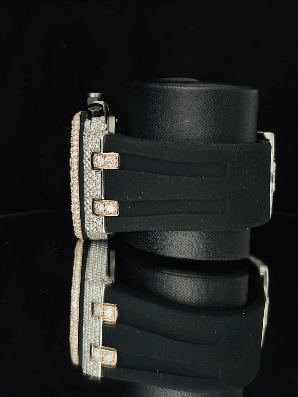 Black Rubber Straps Chronograph Moissanite Iced Out Watch