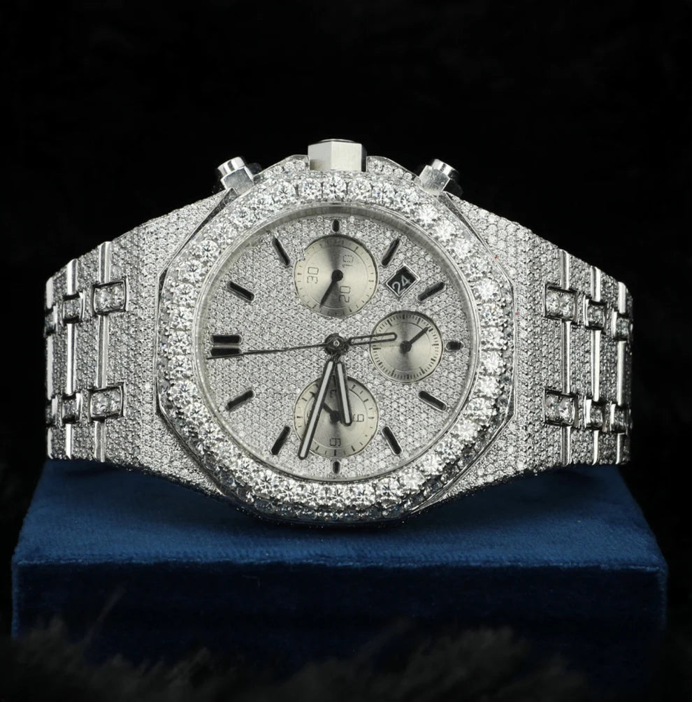 Fully Studded Royal Oak Chronograph Iced Diamond Watch