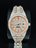 41MM Orange Bar Bust Down Moissanite Automatic Watch