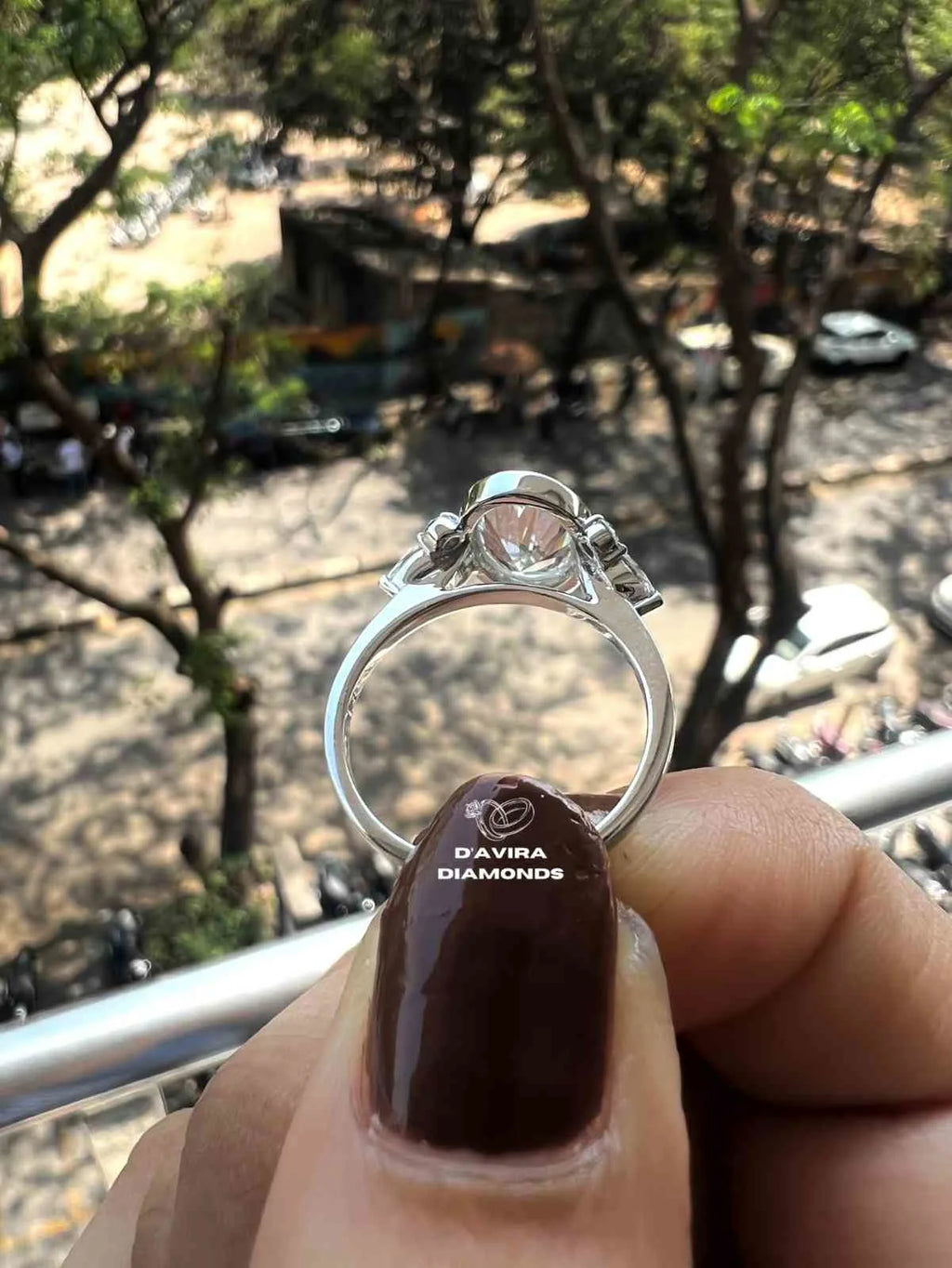Lab grown oval engagement rings with Bezel Setting Featuring oval Side Stones