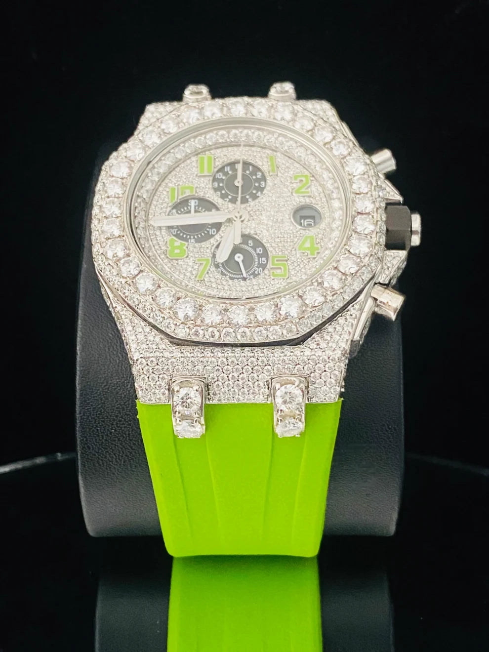 Parrot Silicon Strap Fully Face Dial Moissanite Diamond Watch