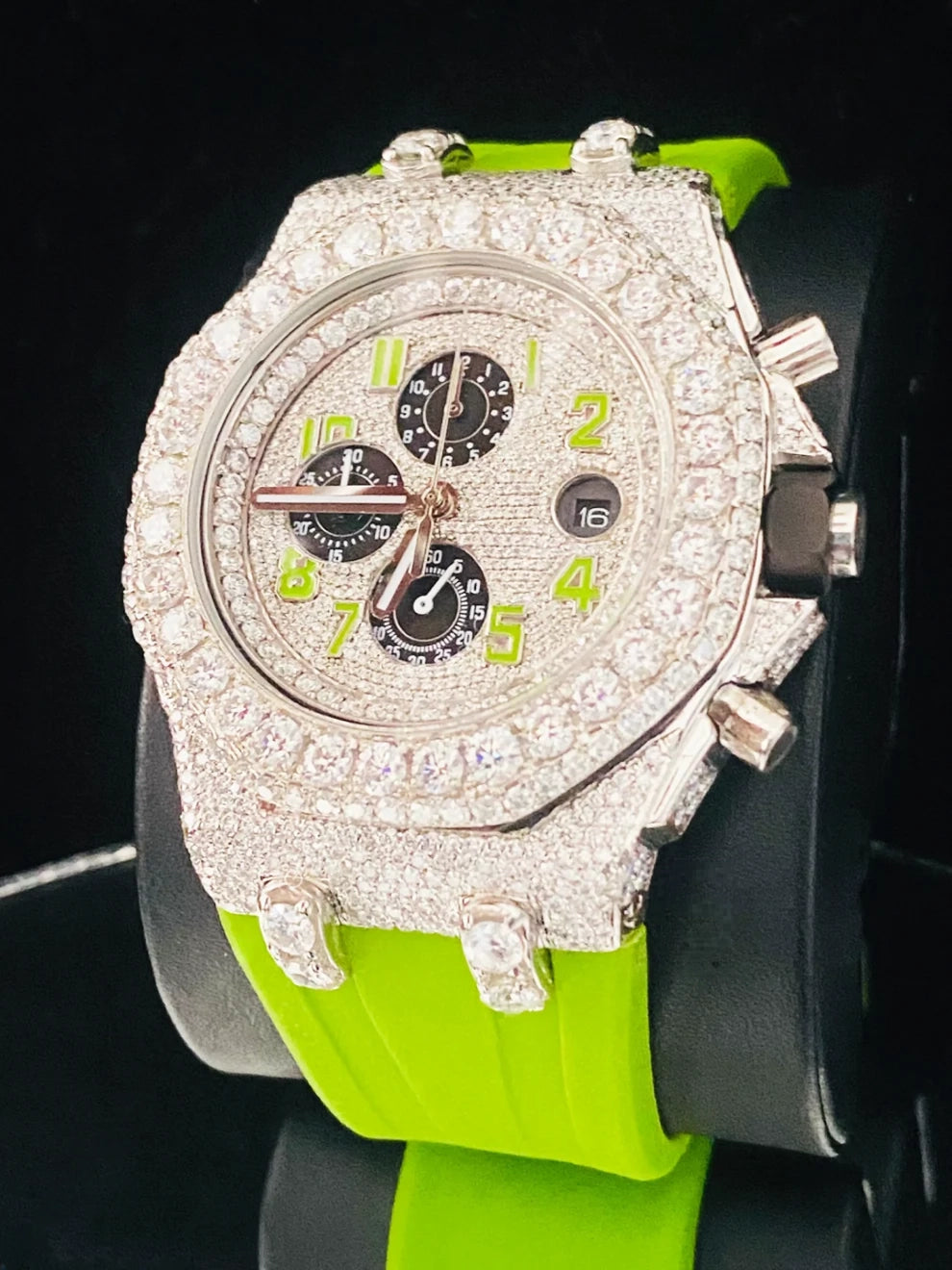 Parrot Silicon Strap Fully Face Dial Moissanite Diamond Watch