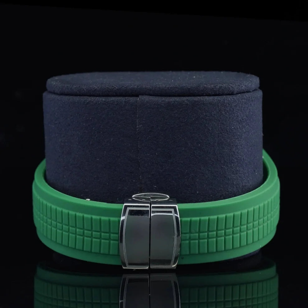 Green Silicon Belt Digit Dial Automatic Moissanite Wrist Watch