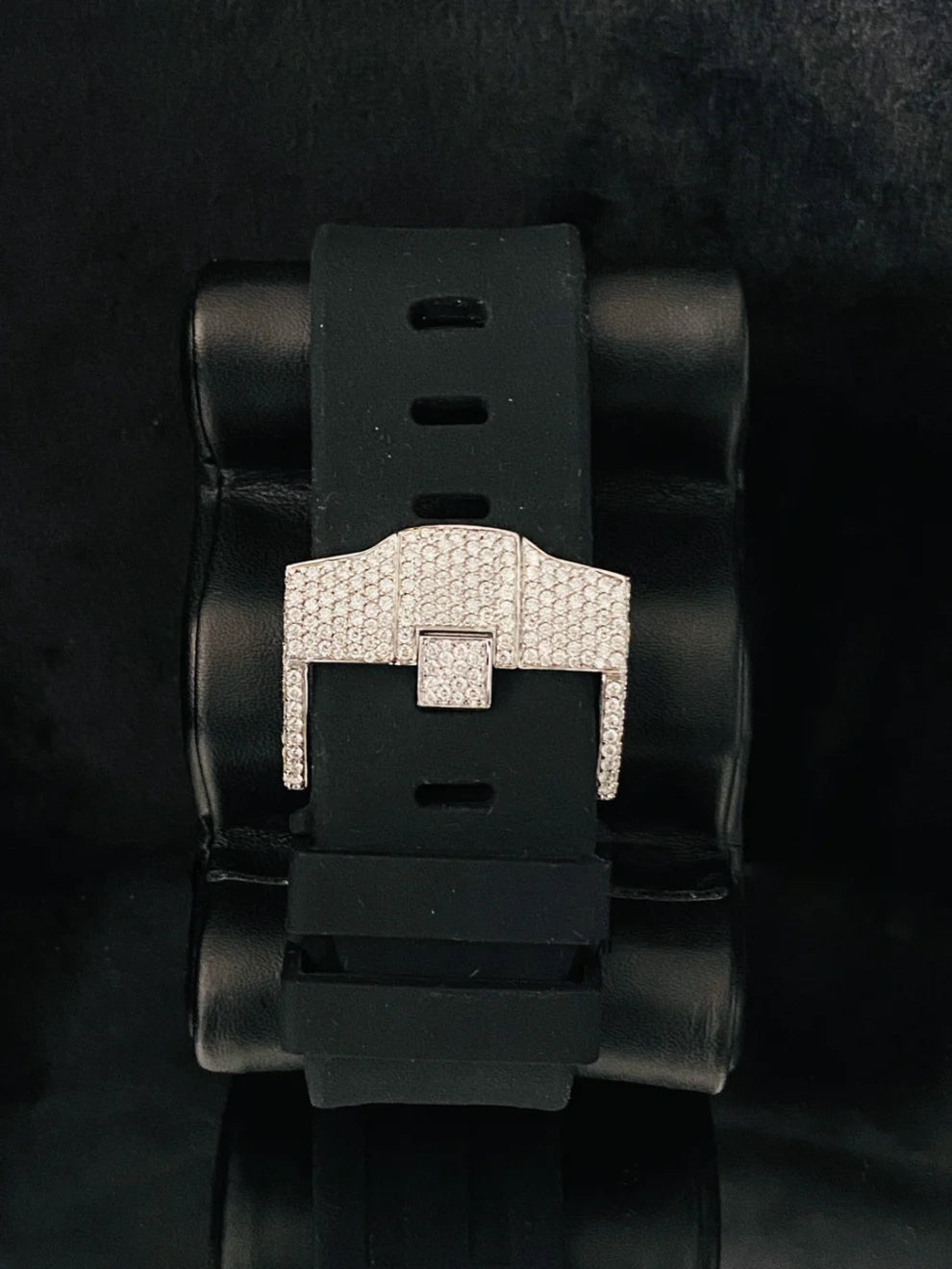 Black Rubber Strap Multi Chronograph VVS Moissanite Watch